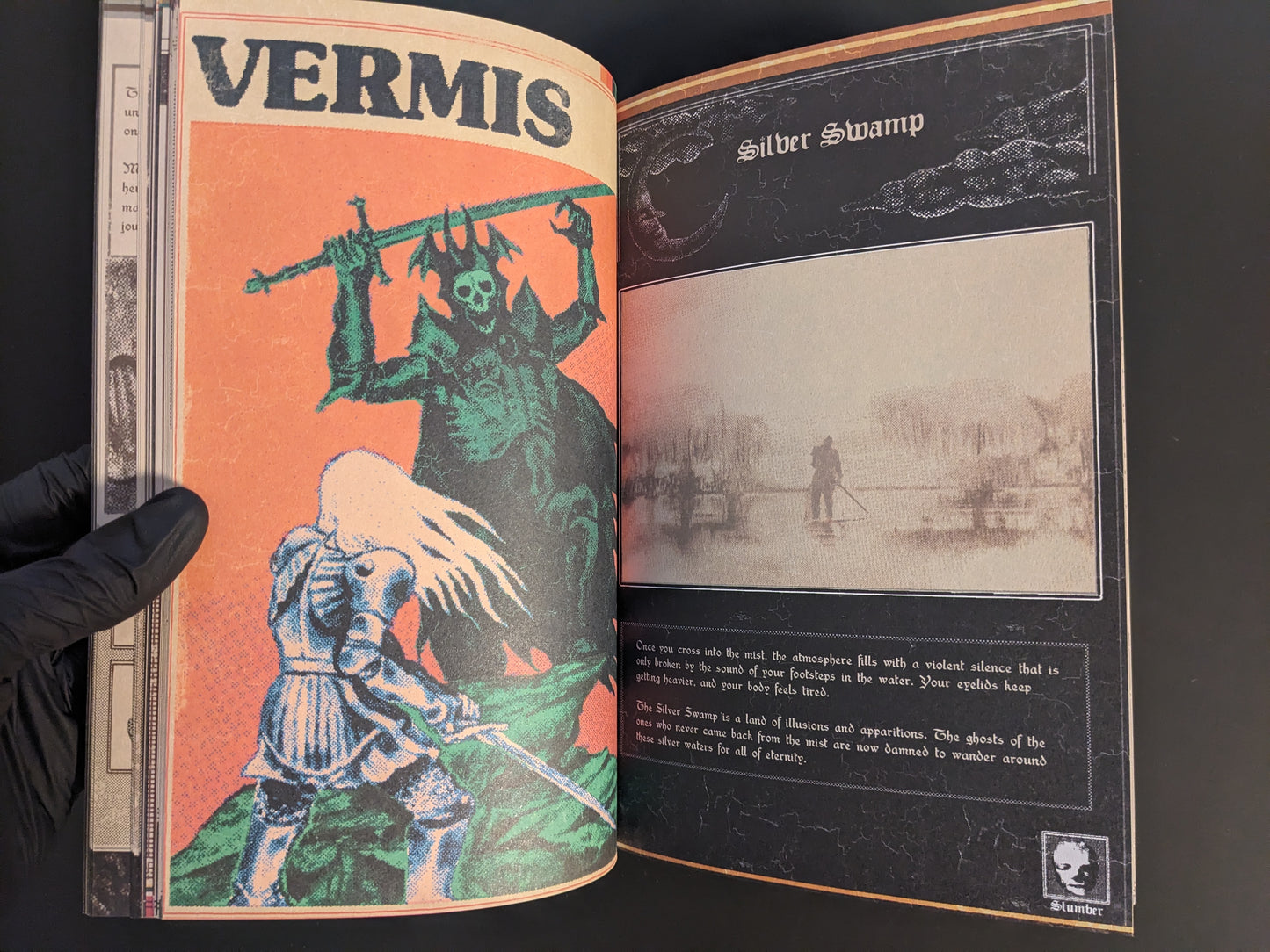 Title illustration and misty swamp artwork from Vermis I – Lost Dungeons and Forbidden Woods (Forsaken Edition).