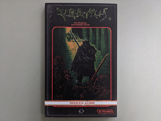 Cover of "Vermis I – Lost Dungeons and Forbidden Woods" by Plastiboo, featuring a knight in black armor facing dungeon enemies in retro pixel art style