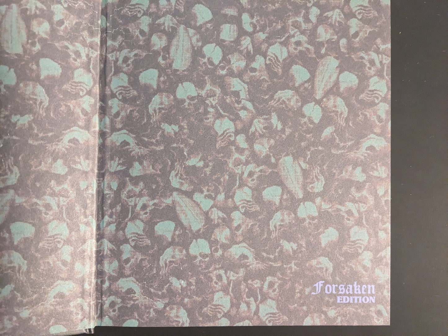 Decorative endpaper with skull pattern from Vermis II – Mist & Mirrors (Forsaken Edition)