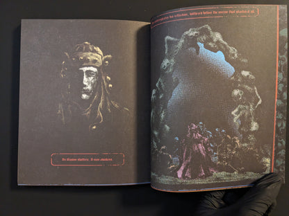 Surreal fantasy scene with a hooded character and dark cavern in "Vermis II – Mist & Mirrors".