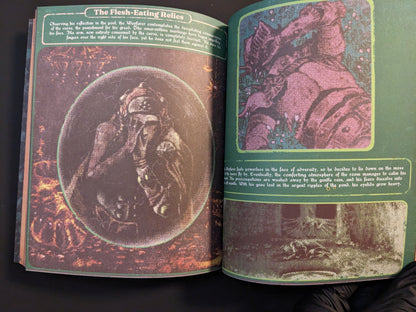 Page from Vermis II – Mist & Mirrors with "The Flesh-Eating Relics", surreal horror-inspired artwork