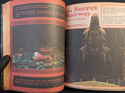 Spread from Vermis II – Mist & Mirrors featuring "The Secret Stairway", mysterious dark fantasy setting