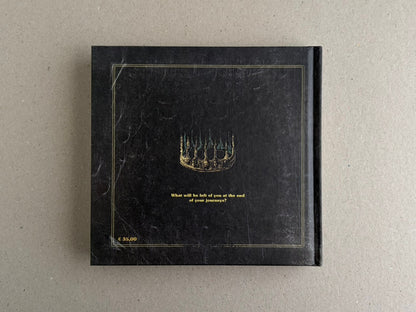 Vermis III Forsaken Edition back cover, showing a small crown-like emblem and the closing question on a black background.