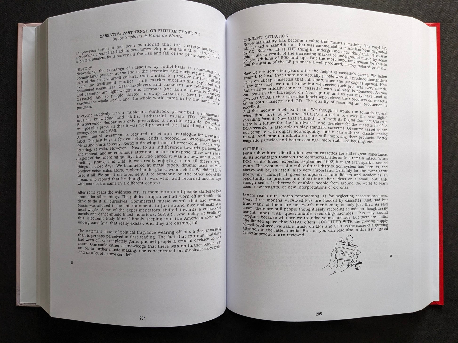 Interior spread of Vital – The Complete Collection 1987-1995 featuring the essay “Cassette: Past Tense or Future Tense?!”