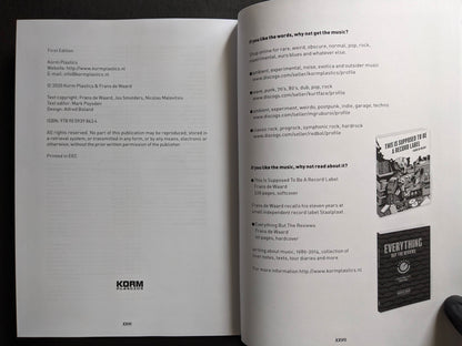 Colophon and publication details in Vital – The Complete Collection 1987-1995 beside a page promoting related music books