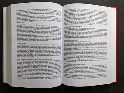 Interior spread of Vital – The Complete Collection 1987-1995 on digital audio, reductionism, analogue infrastructure, and analogue computing