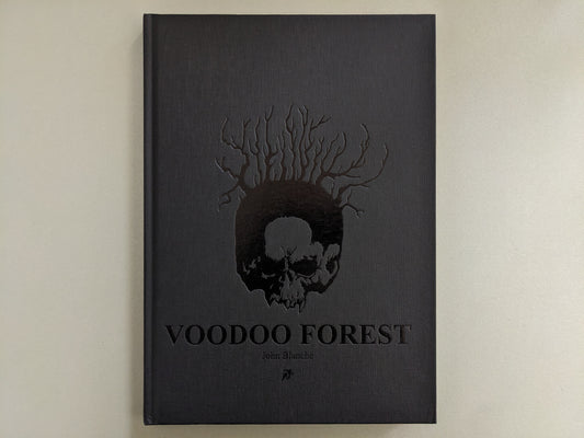  Front cover of 'Voodoo Forest' by John Blanche with embossed skull and tree roots