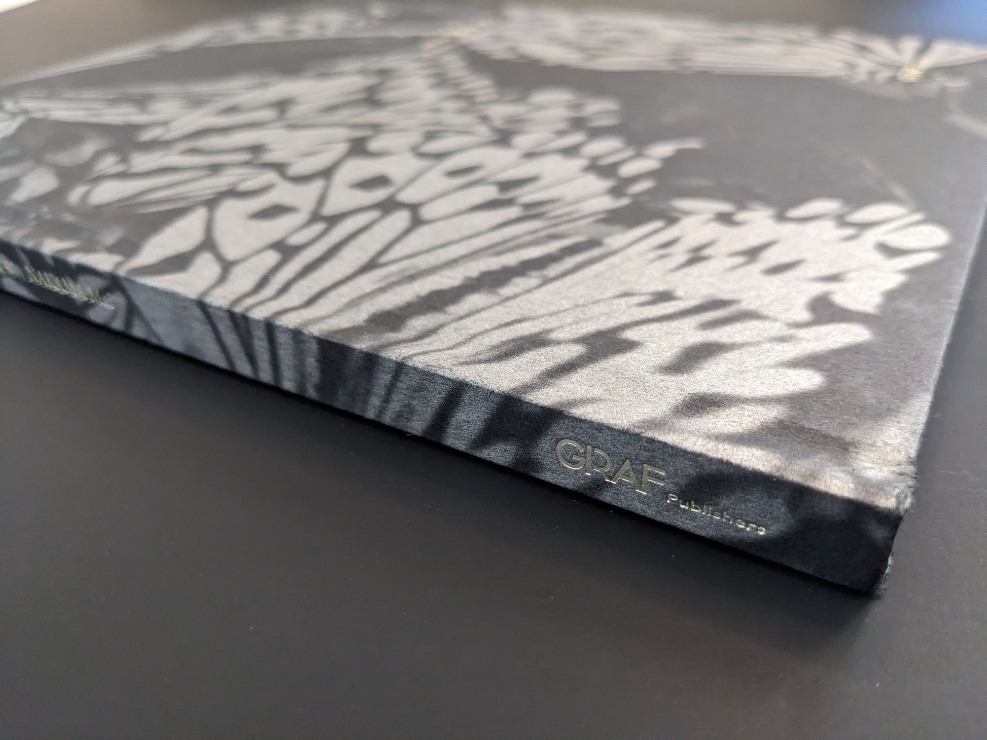 Book spine of Mai Nakama’s Wandering Dog, published by GRAF Publishers, close-up view.