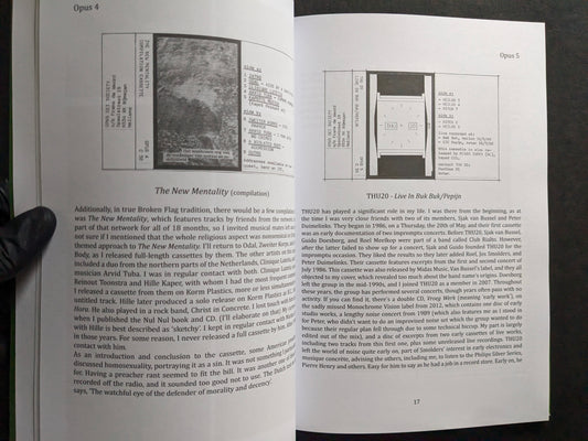 Interior spread with The New Mentality compilation and a THU live cassette release.