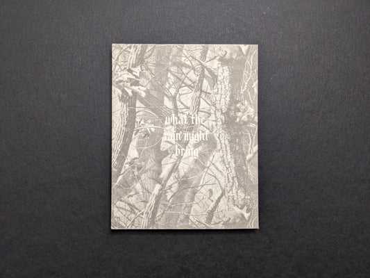 What the Rain Might Bring by Dylan Hausthor (TBW Books) — front cover with monochrome woodland pattern and title.
