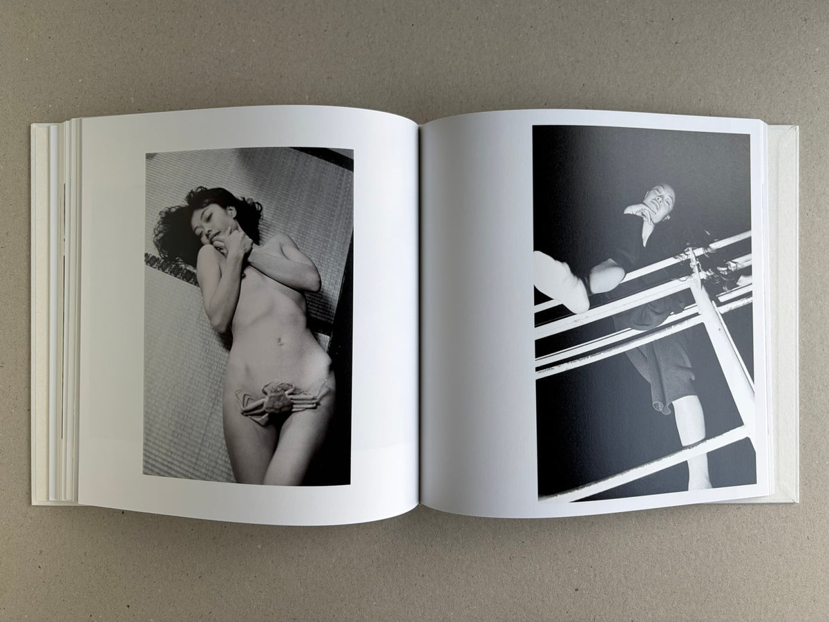 Yoko – Masahisa Fukase, spread with a reclining nude portrait on the left and a low-angle figure on the right.